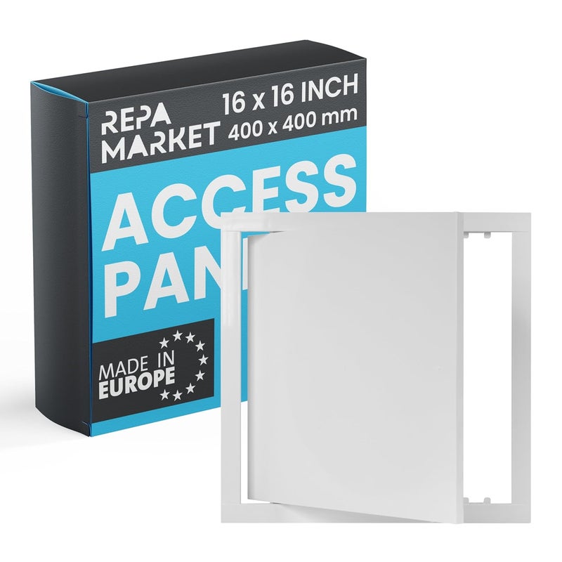 REPA MARKET لوحة وصول حائط 16 × 16 بوصة للجدران الجافة - غطاء فتحة حائط من بلاستيك ABS الأبيض / لوحة وصول السباكة للجدران الجافة والسقف / أغطية مع قفل - فتحة خدمة متينة - Image 1